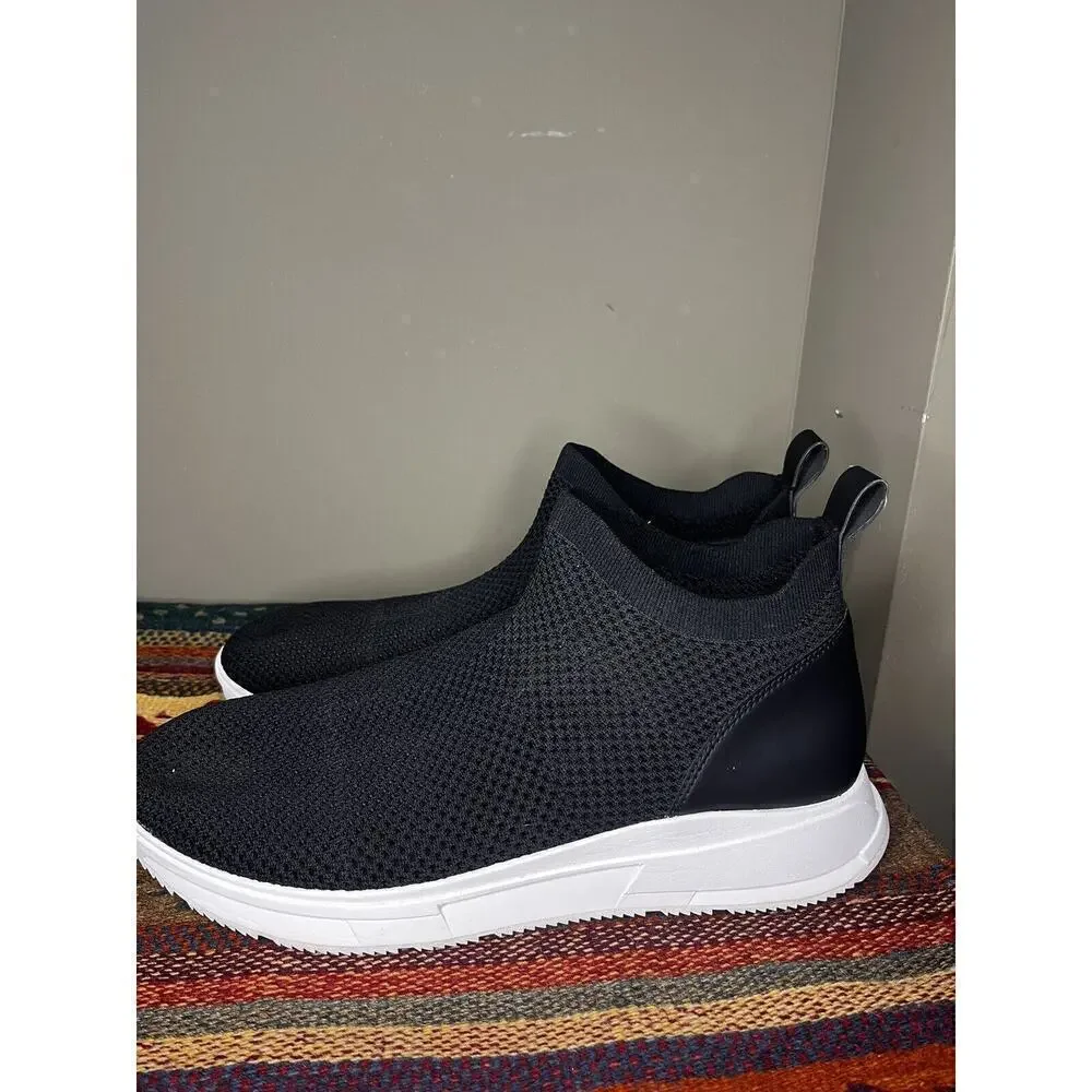 Fitflop mens High Top Knit Black Casual Comfort Pull On Sneakers Size 13